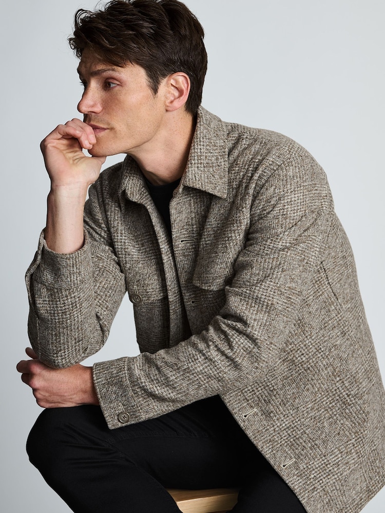 Brook Taverner Brown Prince of Wales Check Overshirt - Image 6 of 6 Brook Taverner Brown Prince of Wales Check Overshirt - Image 6 of 6
