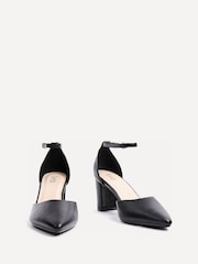 Linzi Black PU Leona Closed Back Court Block Heels - Image 3 of 5