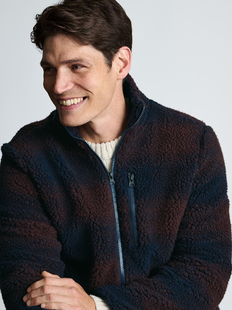 Brook Taverner Red Check Full Zip Borg Fleece - Image 2 of 5 Brook Taverner Red Check Full Zip Borg Fleece - Image 2 of 5