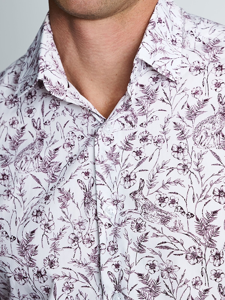Brook Taverner Purple Flowers Printed Cotton Shirt - Image 2 of 5 Brook Taverner Purple Flowers Printed Cotton Shirt - Image 2 of 5