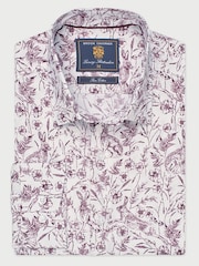 Brook Taverner Purple Flowers Printed Cotton Shirt - Image 3 of 5