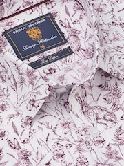 Brook Taverner Purple Flowers Printed Cotton Shirt - Image 4 of 5