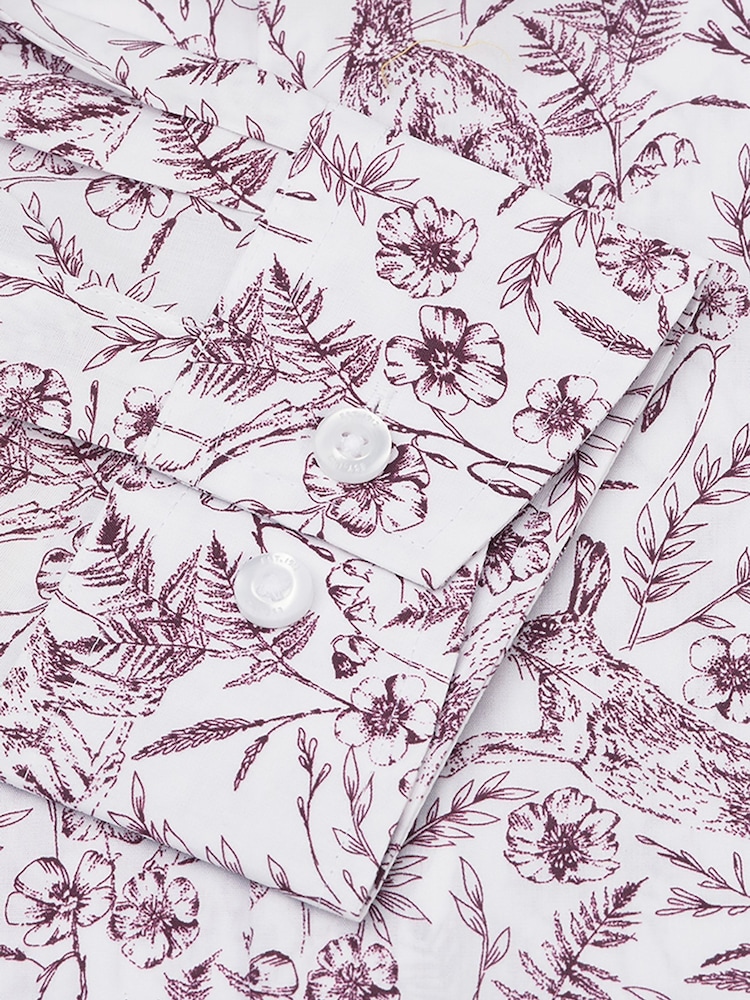 Brook Taverner Purple Flowers Printed Cotton Shirt - Image 5 of 5 Brook Taverner Purple Flowers Printed Cotton Shirt - Image 5 of 5