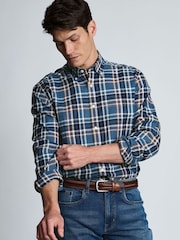 Brook Taverner Blue Melange Check Cotton Shirt - Image 1 of 7