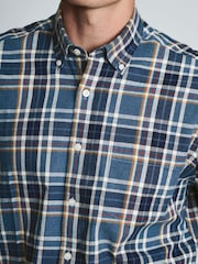 Brook Taverner Blue Melange Check Cotton Shirt - Image 3 of 7