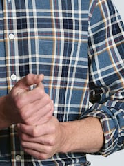 Brook Taverner Blue Melange Check Cotton Shirt - Image 4 of 7