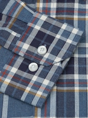 Brook Taverner Blue Melange Check Cotton Shirt - Image 5 of 7