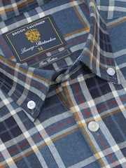 Brook Taverner Blue Melange Check Cotton Shirt - Image 6 of 7