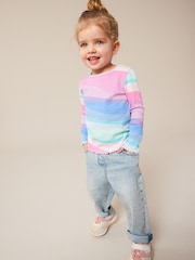 Blue Rainbow Cotton Rich Long Sleeve Rib T-Shirt (3mths-7yrs) - Image 1 of 7