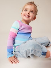 Blue Rainbow Cotton Rich Long Sleeve Rib T-Shirt (3mths-7yrs) - Image 2 of 7