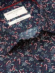 Brook Taverner Blue Candy Cane Cotton Shirt - Image 3 of 6
