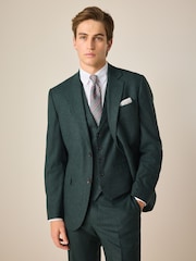 Green Slim Fit Wool Donegal Suit Jacket - Image 1 of 9