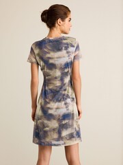 Blue Scenic Print Corset Detail Mini Dress - Image 3 of 6