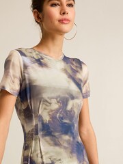 Blue Scenic Print Corset Detail Mini Dress - Image 4 of 6