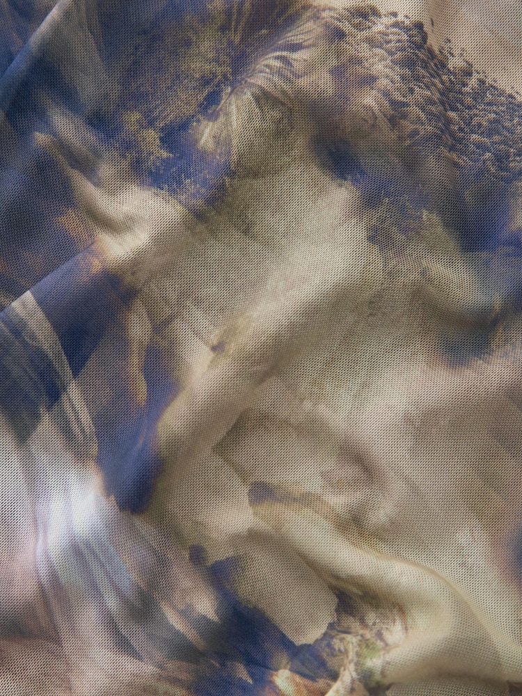 Blue Scenic Print Corset Detail Mini Dress - Image 6 of 6