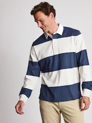 Brook Taverner Blue Melange Stripe Cotton Rugby Shirt - Image 4 of 4