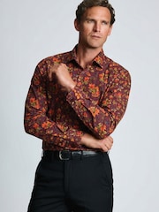 Brook Taverner Red Conker Printed Cotton Shirt - Image 3 of 7