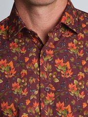 Brook Taverner Red Conker Printed Cotton Shirt - Image 4 of 7