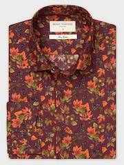 Brook Taverner Red Conker Printed Cotton Shirt - Image 5 of 7