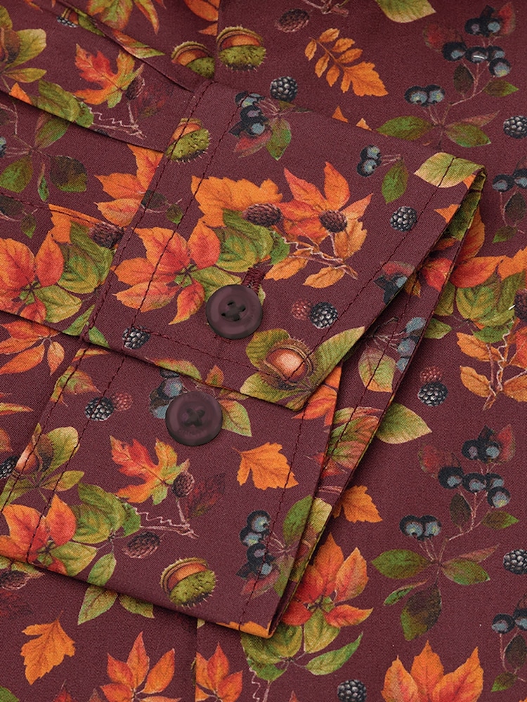 Brook Taverner Red Conker Printed Cotton Shirt - Image 7 of 7 Brook Taverner Red Conker Printed Cotton Shirt - Image 7 of 7
