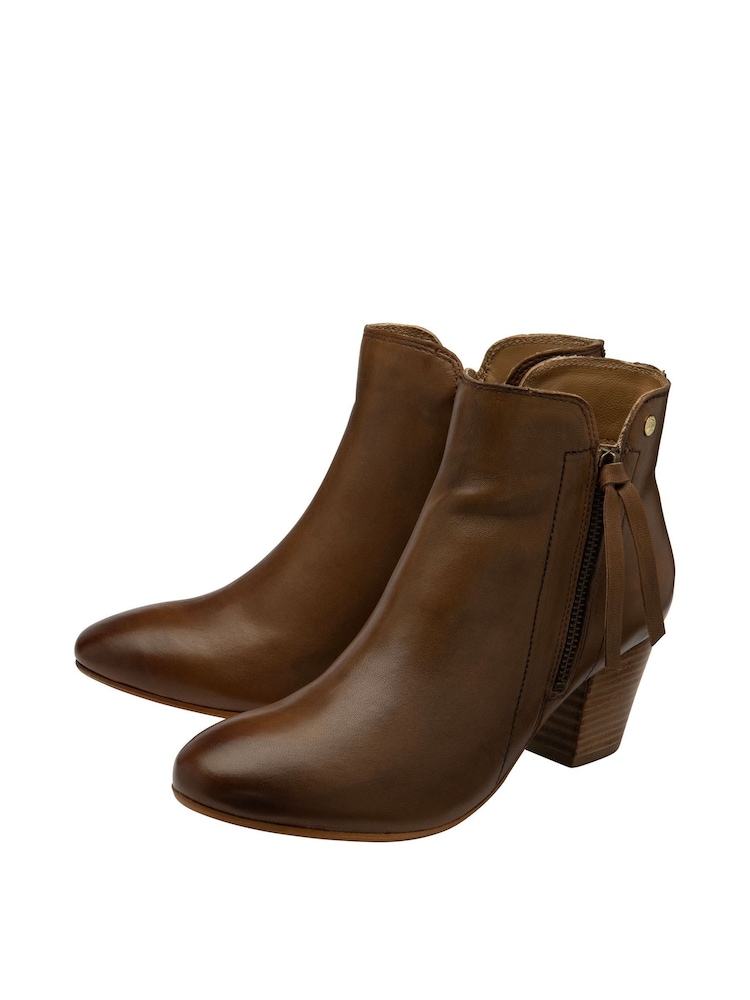 Ravel Brown Leather Heeled Ankle Boots - Image 2 of 4