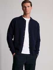 Brook Taverner Blue Lambswool Blend Button-Through Cardigan - Image 2 of 5