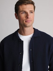 Brook Taverner Blue Lambswool Blend Button-Through Cardigan - Image 3 of 5