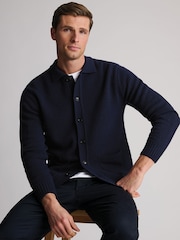 Brook Taverner Blue Lambswool Blend Button-Through Cardigan - Image 4 of 5