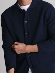 Brook Taverner Blue Lambswool Blend Button-Through Cardigan - Image 5 of 5