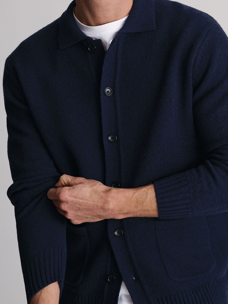 Brook Taverner Blue Lambswool Blend Button-Through Cardigan - Image 5 of 5 Brook Taverner Blue Lambswool Blend Button-Through Cardigan - Image 5 of 5