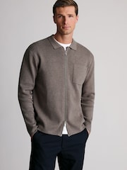 Brook Taverner Brown Milano Cotton Full Zip Cardigan - Image 2 of 5