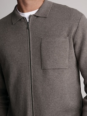 Brook Taverner Brown Milano Cotton Full Zip Cardigan - Image 5 of 5