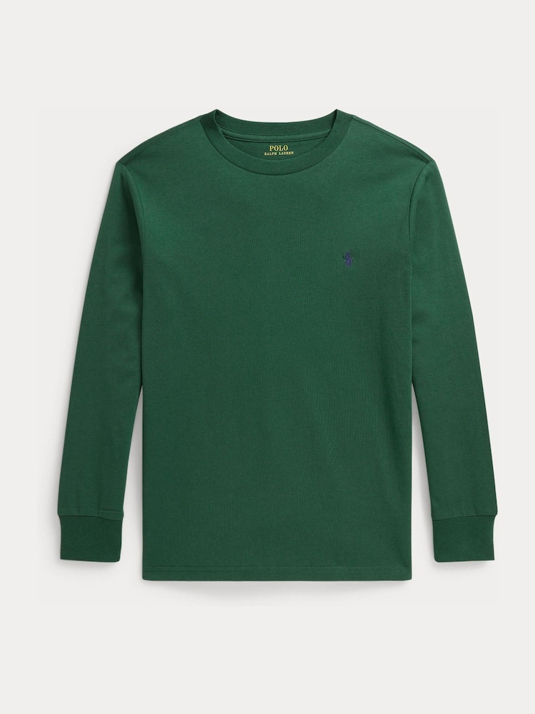 Polo Ralph Lauren Green Logo Long Sleeve Jersey T-Shirt - Image 1 of 2 Polo Ralph Lauren Green Logo Long Sleeve Jersey T-Shirt - Image 1 of 2