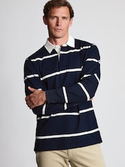 Brook Taverner Blue Block Stripe Cotton Rugby Shirt - Image 1 of 4