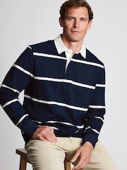 Brook Taverner Blue Block Stripe Cotton Rugby Shirt - Image 2 of 4