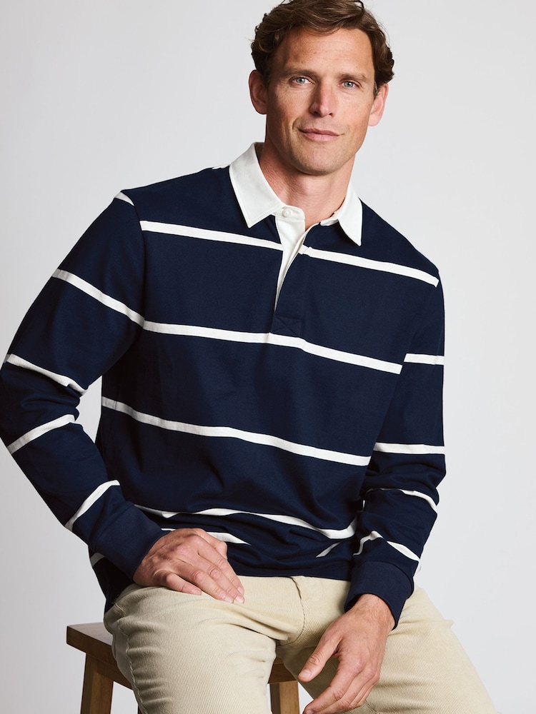 Brook Taverner Blue Block Stripe Cotton Rugby Shirt - Image 2 of 4