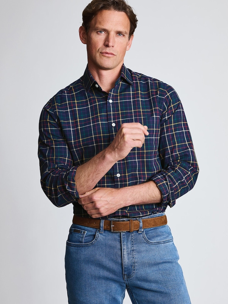 Marineblau/blau - Brook Taverner Tattersall kariertes Baumwollhemd - Bild 1 von 7 Marineblau/blau - Brook Taverner Tattersall kariertes Baumwollhemd - Bild 1 von 7