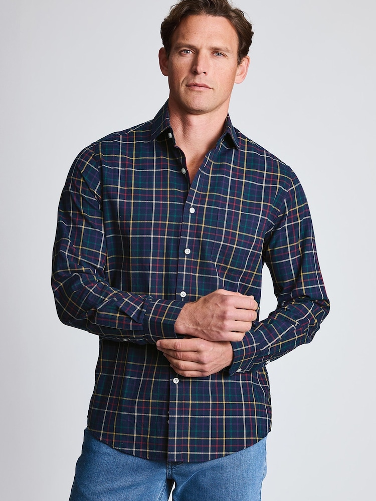 Marineblau/blau - Brook Taverner Tattersall kariertes Baumwollhemd - Bild 2 von 7 Marineblau/blau - Brook Taverner Tattersall kariertes Baumwollhemd - Bild 2 von 7