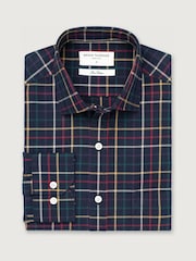 Marineblau/blau - Brook Taverner Tattersall kariertes Baumwollhemd - Bild 5 von 7