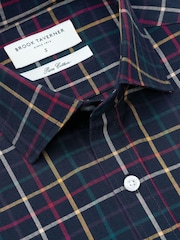 Marineblau/blau - Brook Taverner Tattersall kariertes Baumwollhemd - Bild 6 von 7