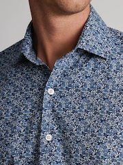 Brook Taverner Dark Blue Floral Print Cotton Shirt - Image 2 of 7