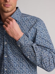 Brook Taverner Dark Blue Floral Print Cotton Shirt - Image 3 of 7