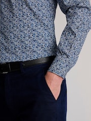 Brook Taverner Dark Blue Floral Print Cotton Shirt - Image 4 of 7