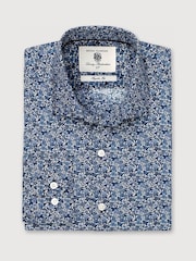 Brook Taverner Dark Blue Floral Print Cotton Shirt - Image 5 of 7