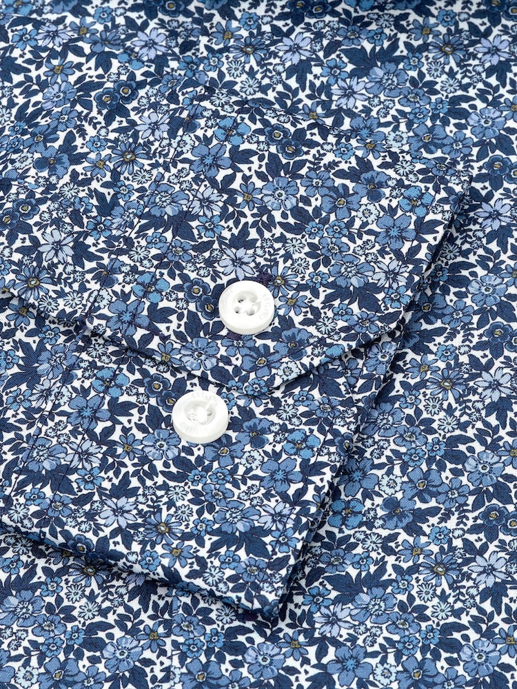 Brook Taverner Dark Blue Floral Print Cotton Shirt - Image 7 of 7 Brook Taverner Dark Blue Floral Print Cotton Shirt - Image 7 of 7