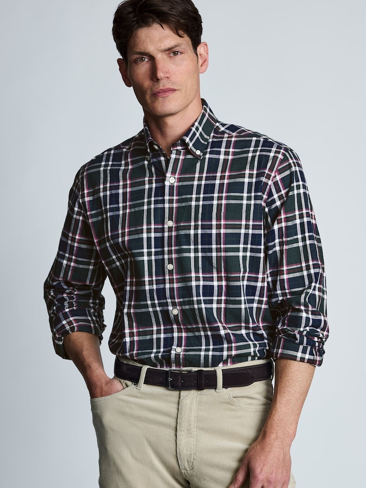 Brook Taverner Green Melange Check Cotton Shirt - Image 1 of 6 Brook Taverner Green Melange Check Cotton Shirt - Image 1 of 6