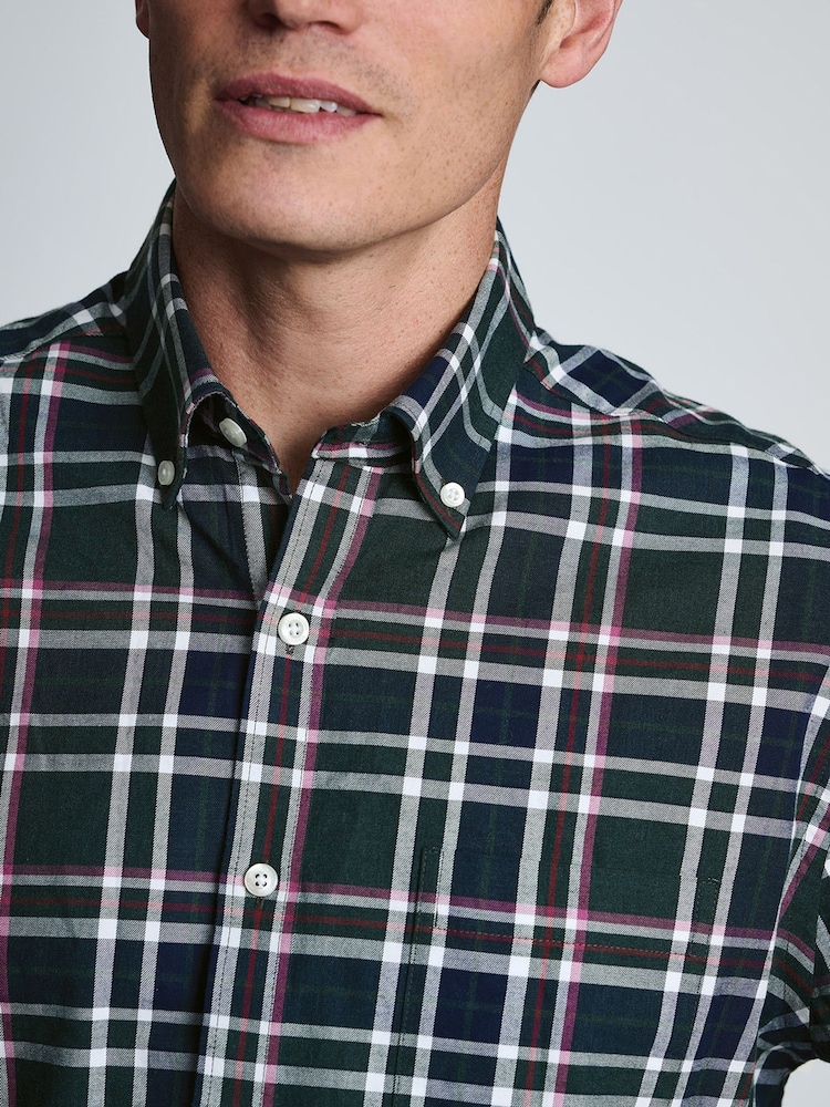 Brook Taverner Green Melange Check Cotton Shirt - Image 2 of 6 Brook Taverner Green Melange Check Cotton Shirt - Image 2 of 6