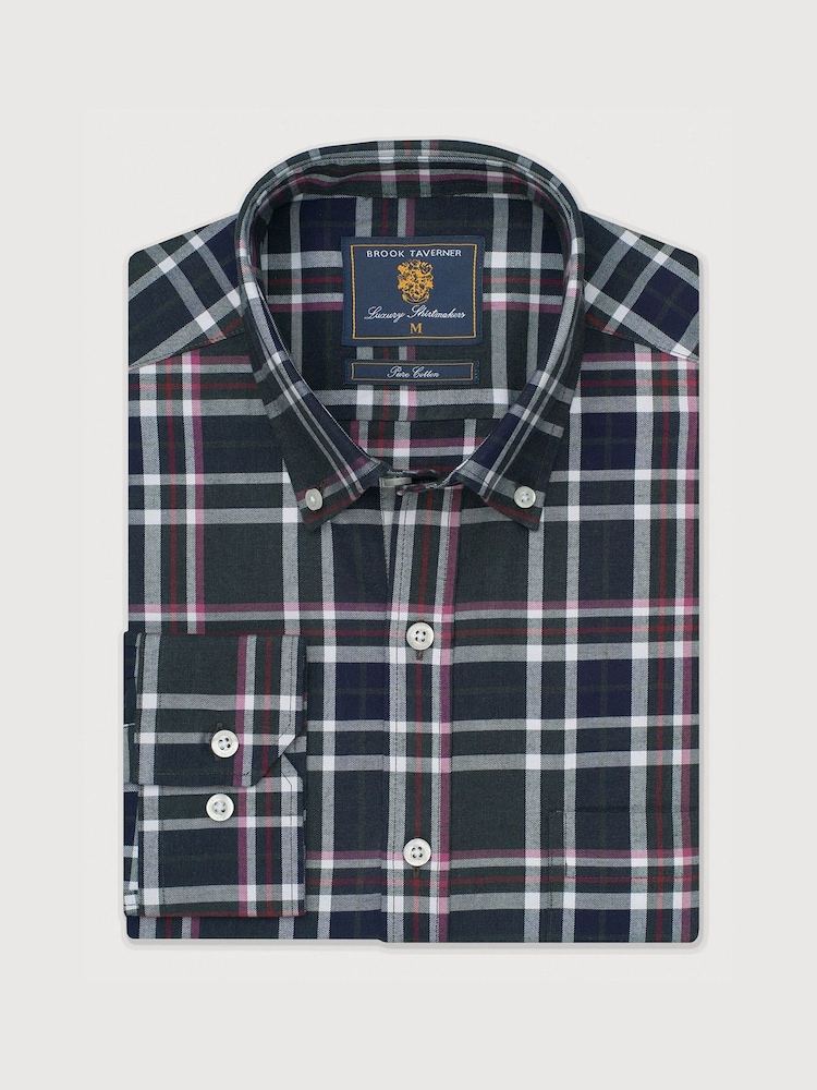 Brook Taverner Green Melange Check Cotton Shirt - Image 6 of 6 Brook Taverner Green Melange Check Cotton Shirt - Image 6 of 6