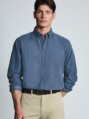 Plavo - Brook Taverner Cotton Needlecord Shirt - Slika 1 od 7