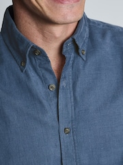 Plavo - Brook Taverner Cotton Needlecord Shirt - Slika 3 od 7